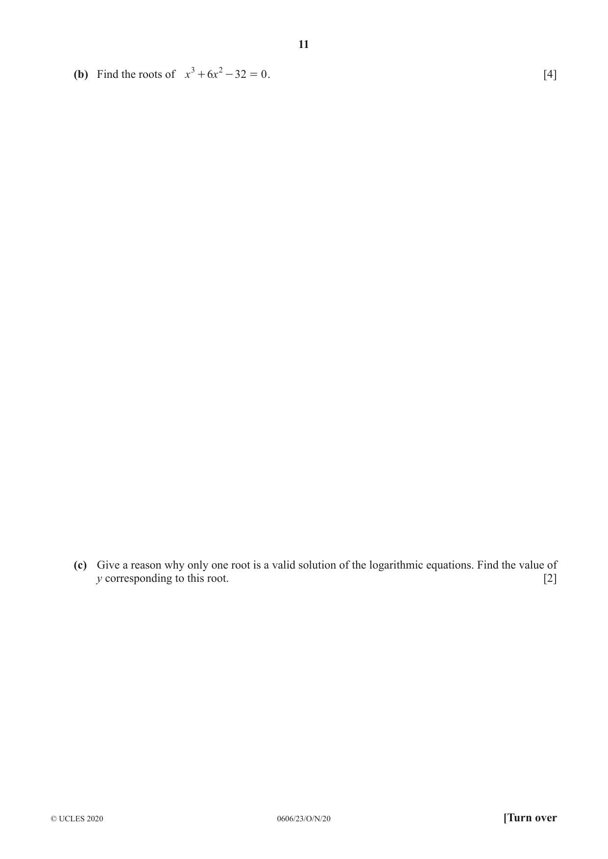 Cambridge IGCSE Mathematics - Additional 0606 2020 Oct/Nov Paper 2 · Variant 3 question paper, page 11 of 16