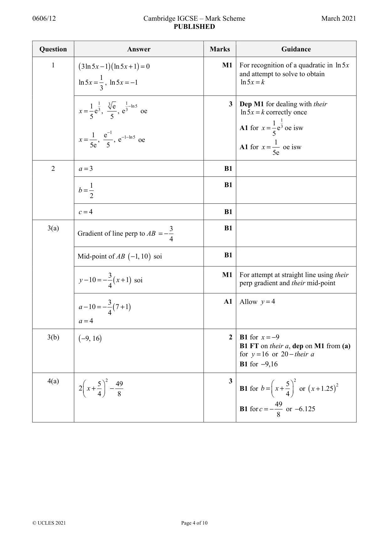 Mark scheme, page 4 of 10