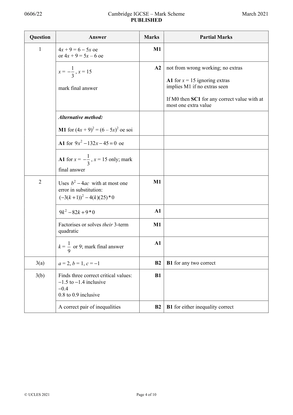 Mark scheme, page 4 of 10