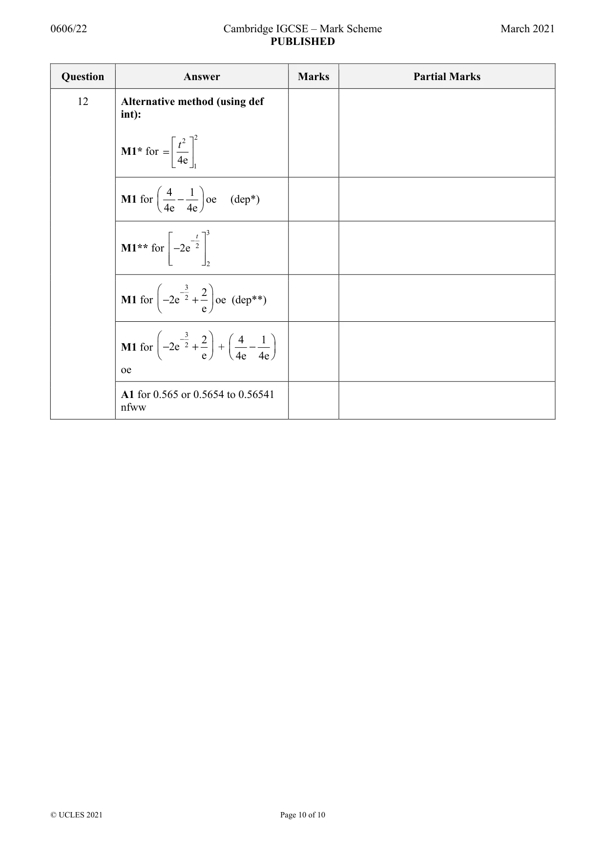 Mark scheme, page 10 of 10