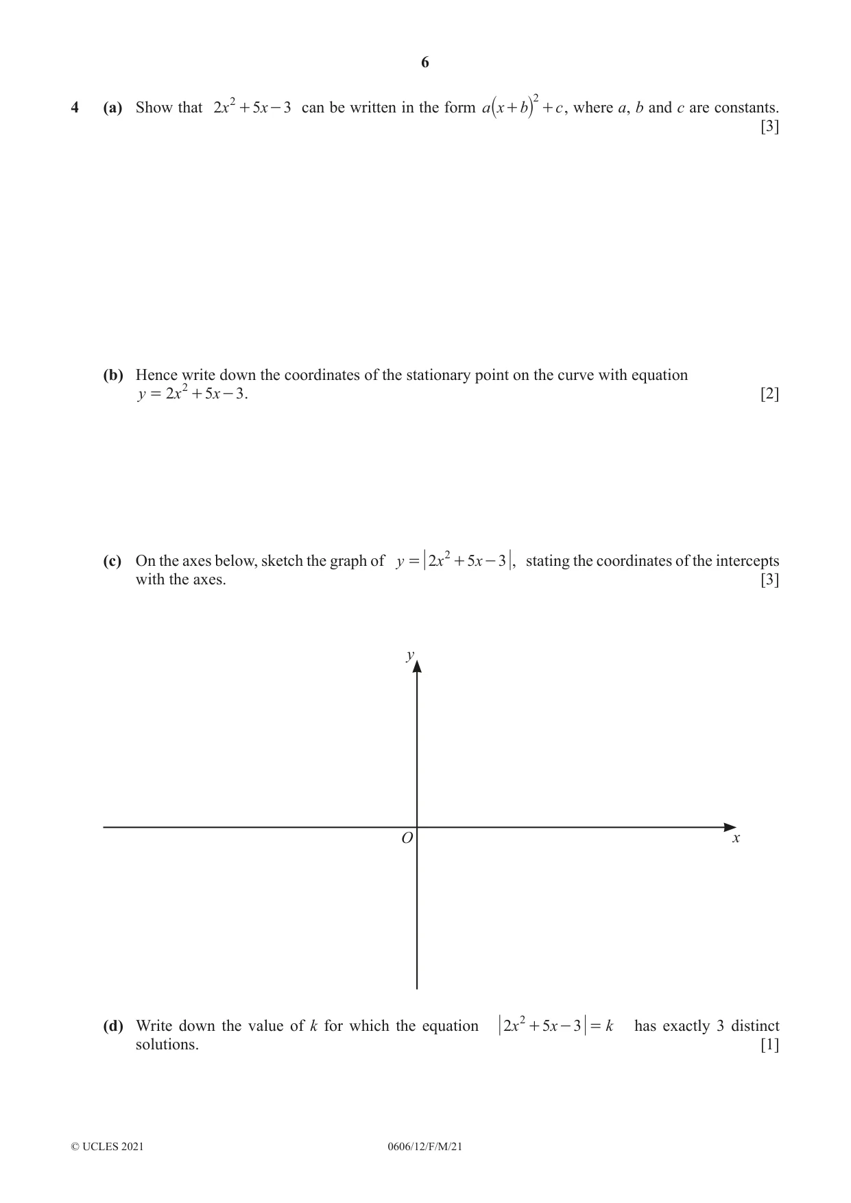Cambridge IGCSE Mathematics - Additional 0606 2021 Feb/March Paper 1 · Variant 2 question paper, page 6 of 16