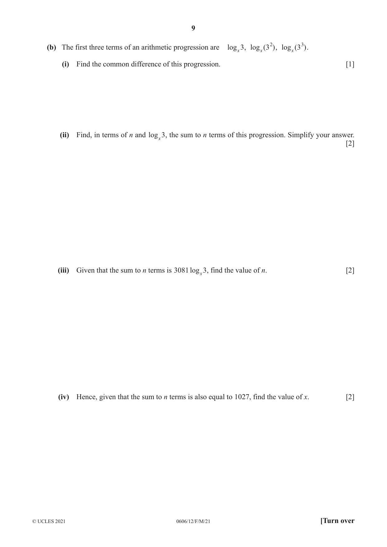 Cambridge IGCSE Mathematics - Additional 0606 2021 Feb/March Paper 1 · Variant 2 question paper, page 9 of 16