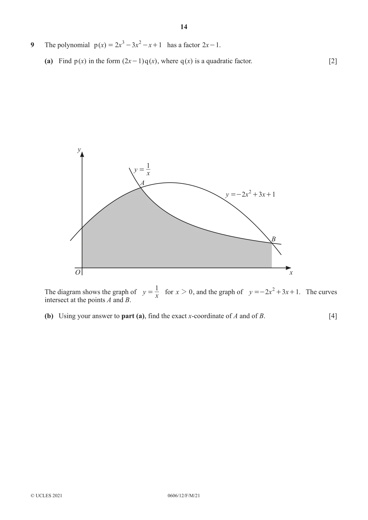 Cambridge IGCSE Mathematics - Additional 0606 2021 Feb/March Paper 1 · Variant 2 question paper, page 14 of 16