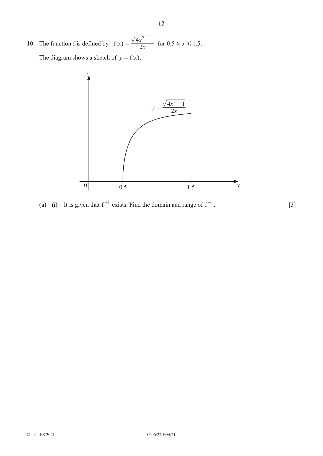 Cambridge IGCSE Mathematics - Additional 0606 2021 Feb/March Paper 2 · Variant 2 question paper, page 12 of 16