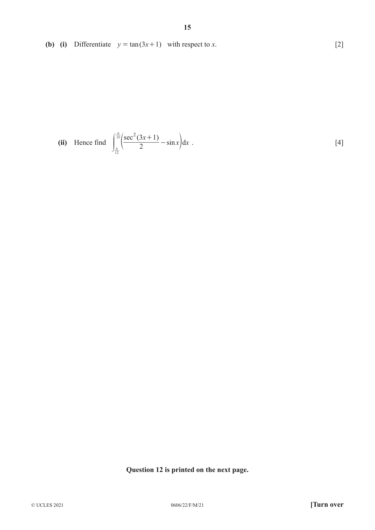 Cambridge IGCSE Mathematics - Additional 0606 2021 Feb/March Paper 2 · Variant 2 question paper, page 15 of 16
