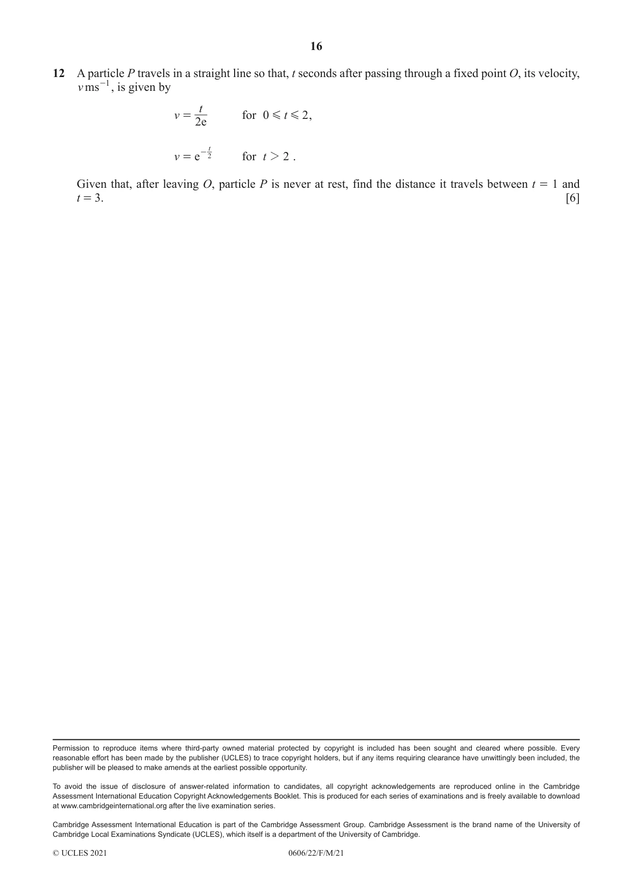 Cambridge IGCSE Mathematics - Additional 0606 2021 Feb/March Paper 2 · Variant 2 question paper, page 16 of 16