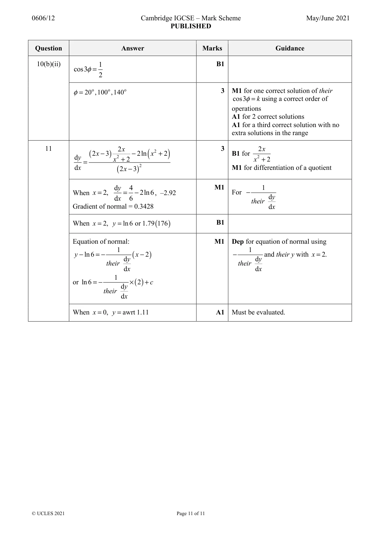 Mark scheme, page 11 of 11