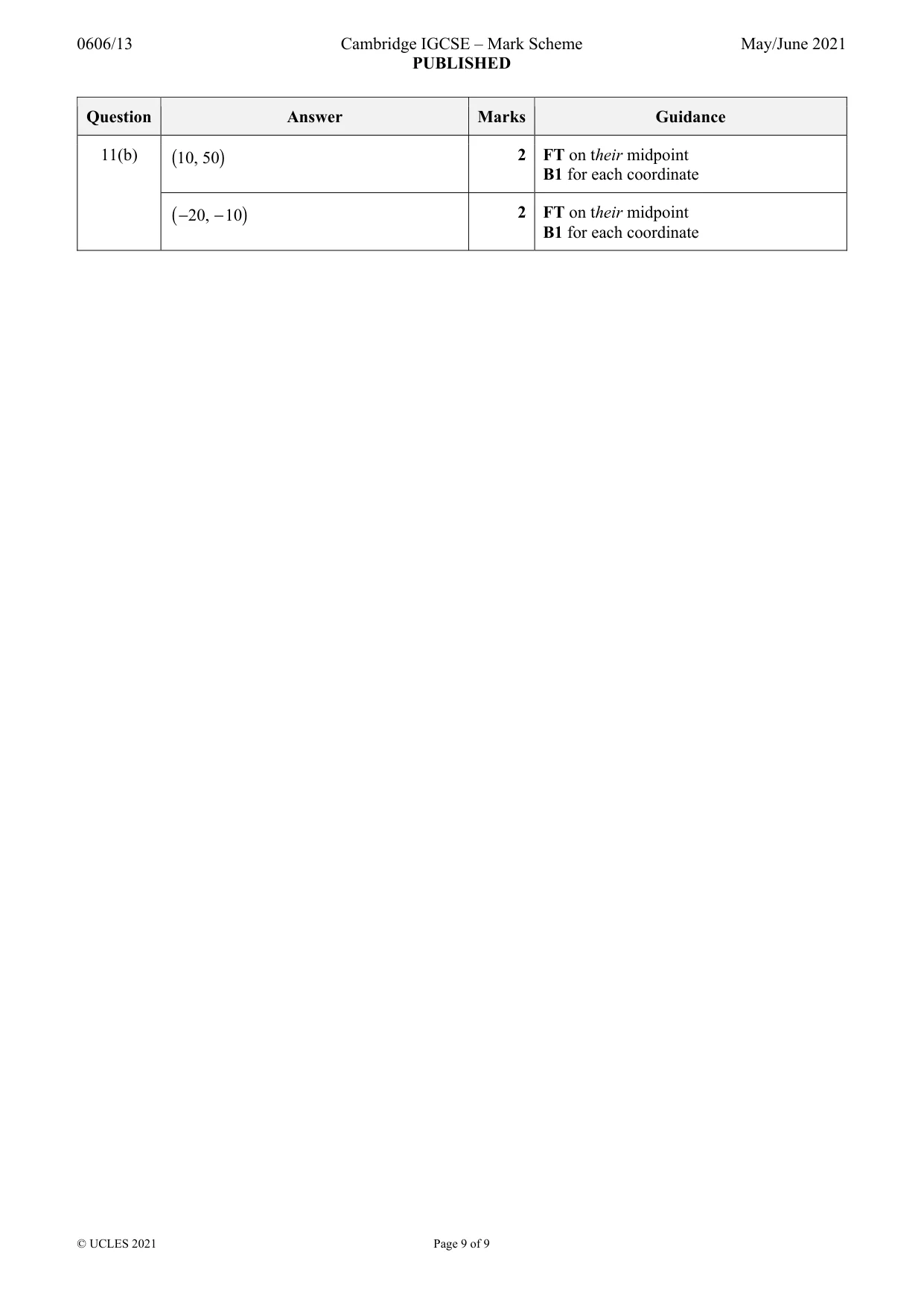 Mark scheme, page 9 of 9