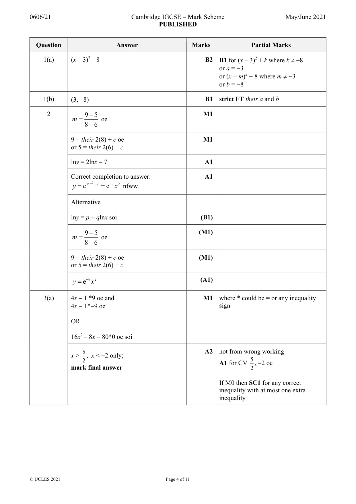 Mark scheme, page 4 of 11