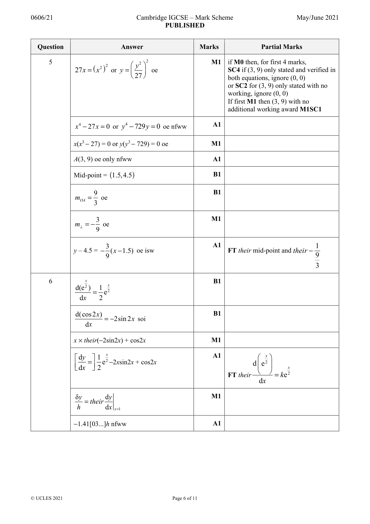 Mark scheme, page 6 of 11