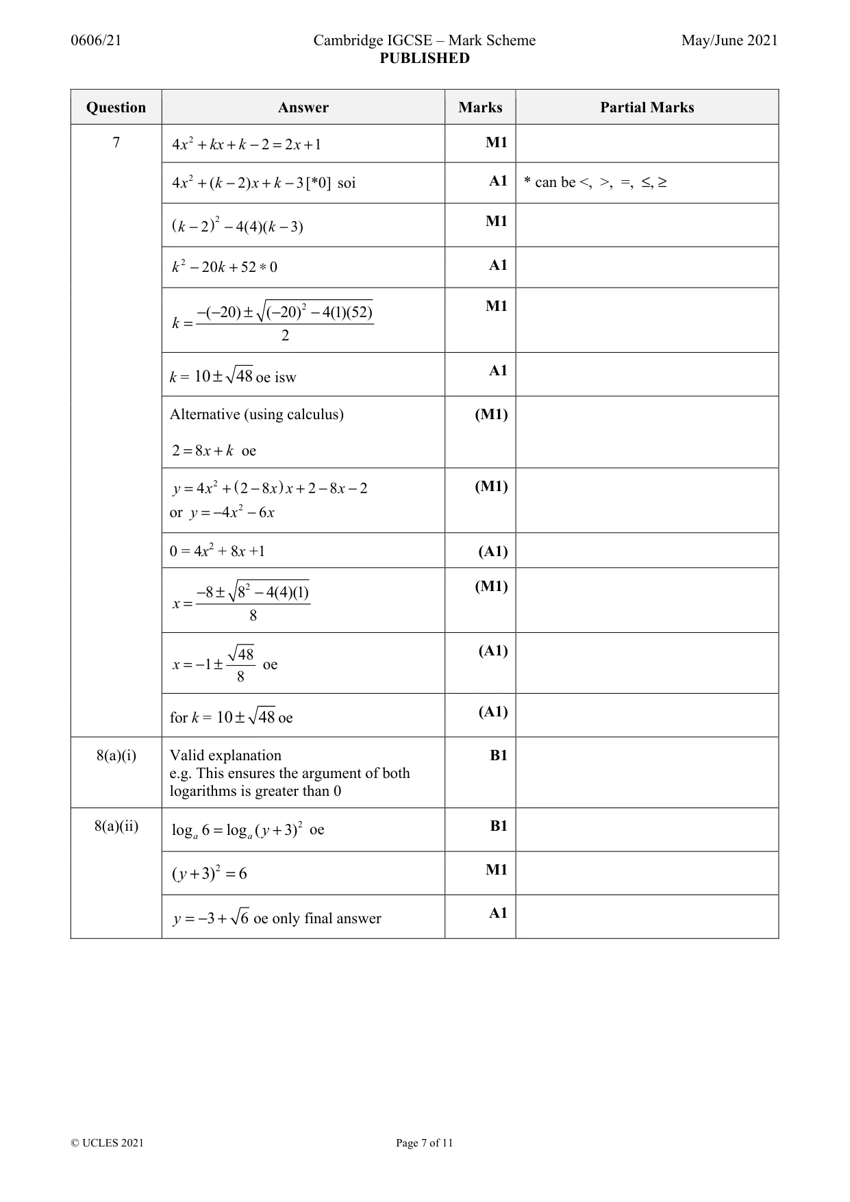 Mark scheme, page 7 of 11