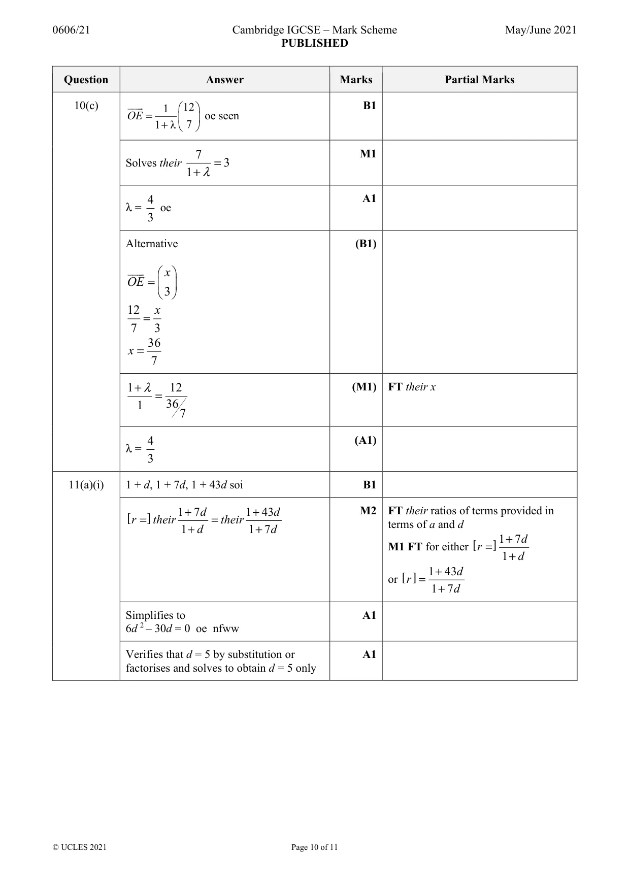 Mark scheme, page 10 of 11