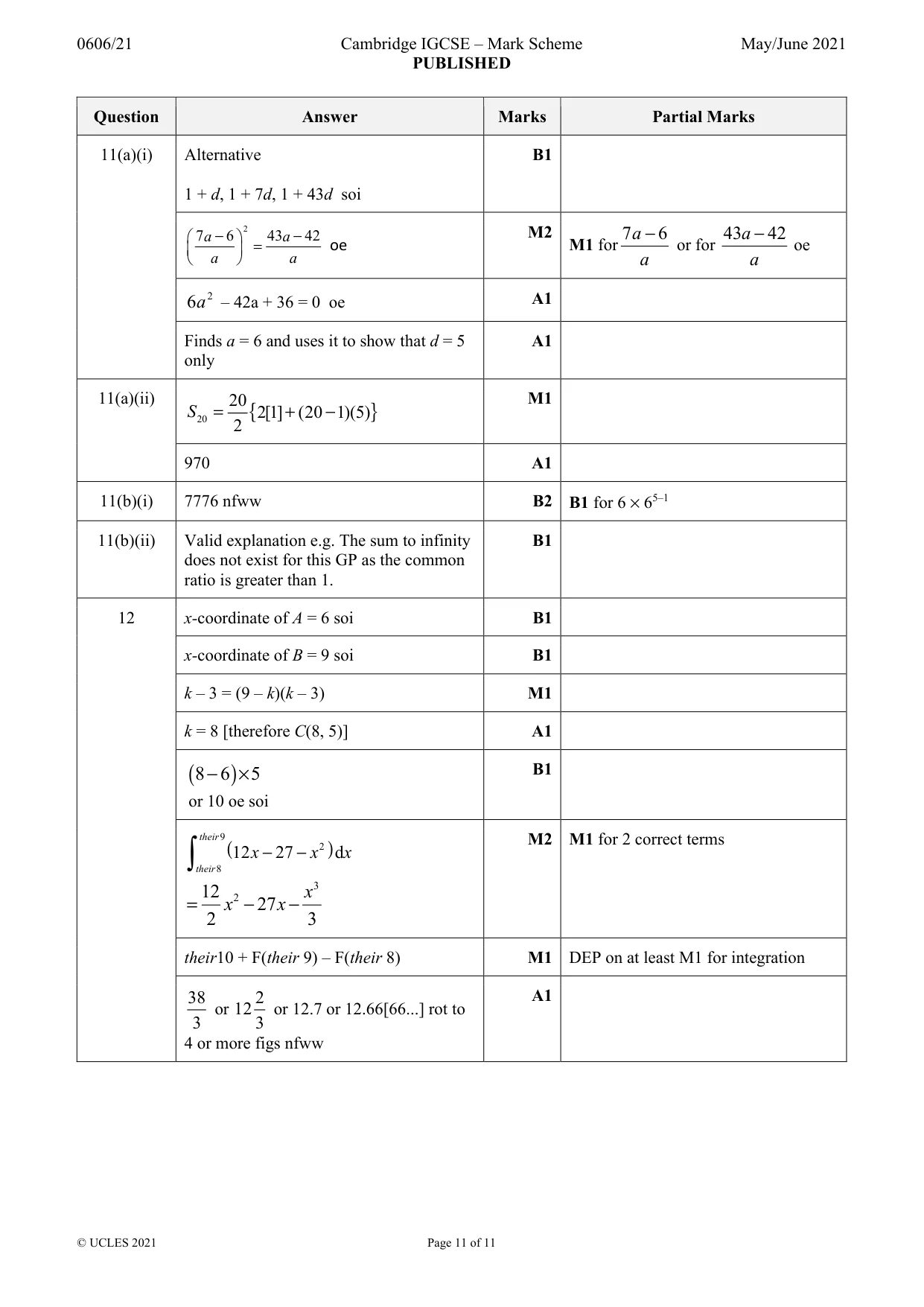 Mark scheme, page 11 of 11