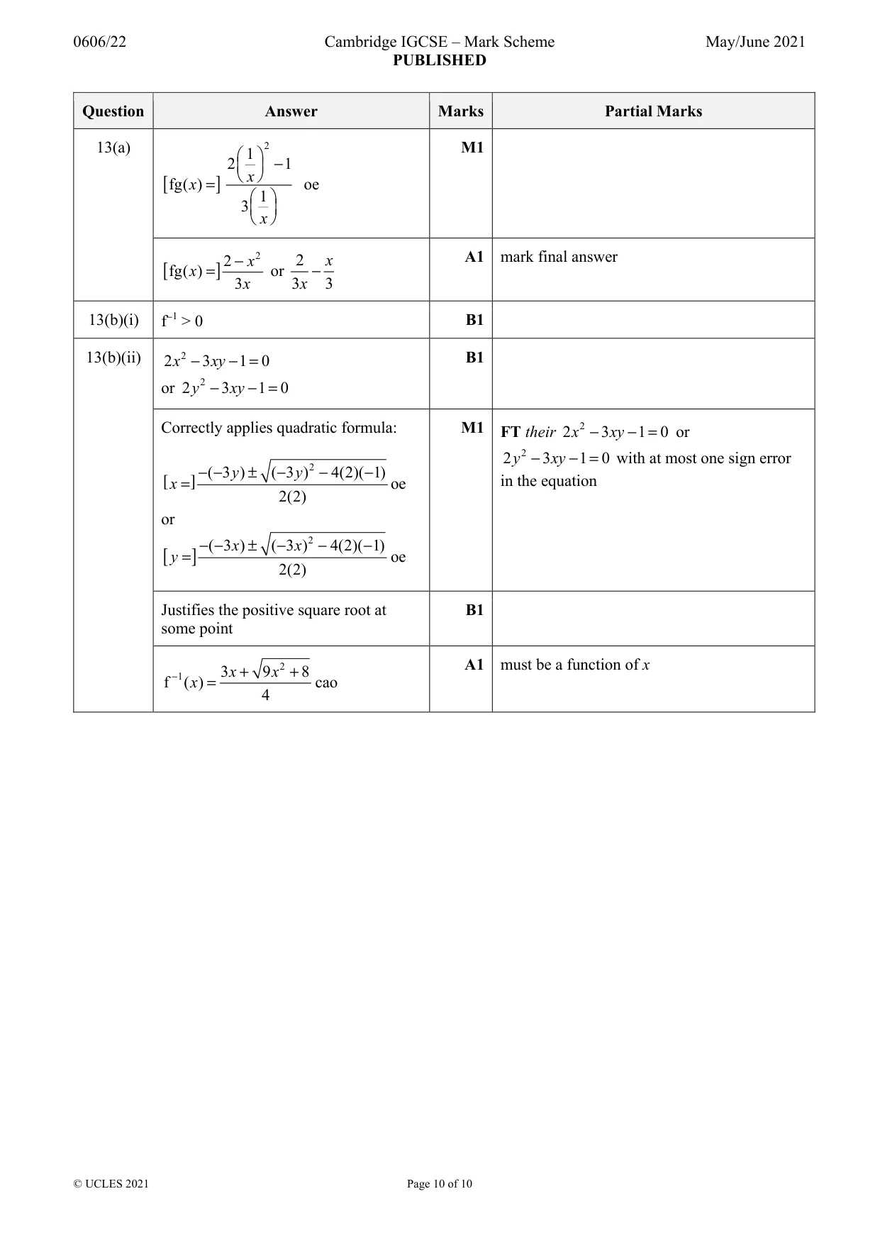 Mark scheme, page 10 of 10