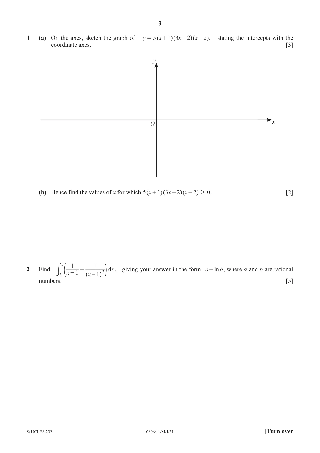 Cambridge IGCSE Mathematics - Additional 0606 2021 May/June Paper 1 · Variant 1 question paper, page 3 of 16
