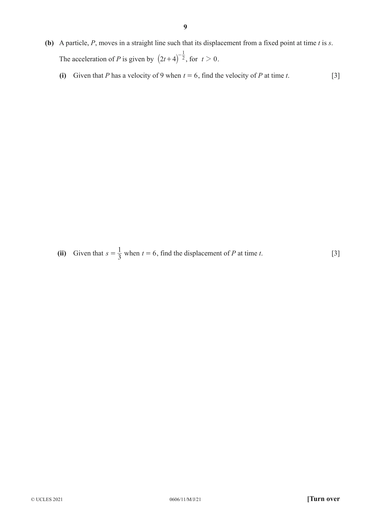 Cambridge IGCSE Mathematics - Additional 0606 2021 May/June Paper 1 · Variant 1 question paper, page 9 of 16