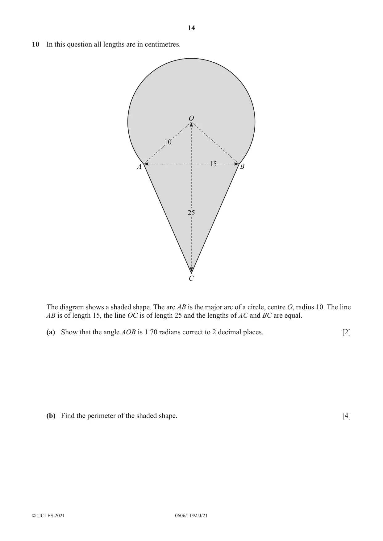 Cambridge IGCSE Mathematics - Additional 0606 2021 May/June Paper 1 · Variant 1 question paper, page 14 of 16