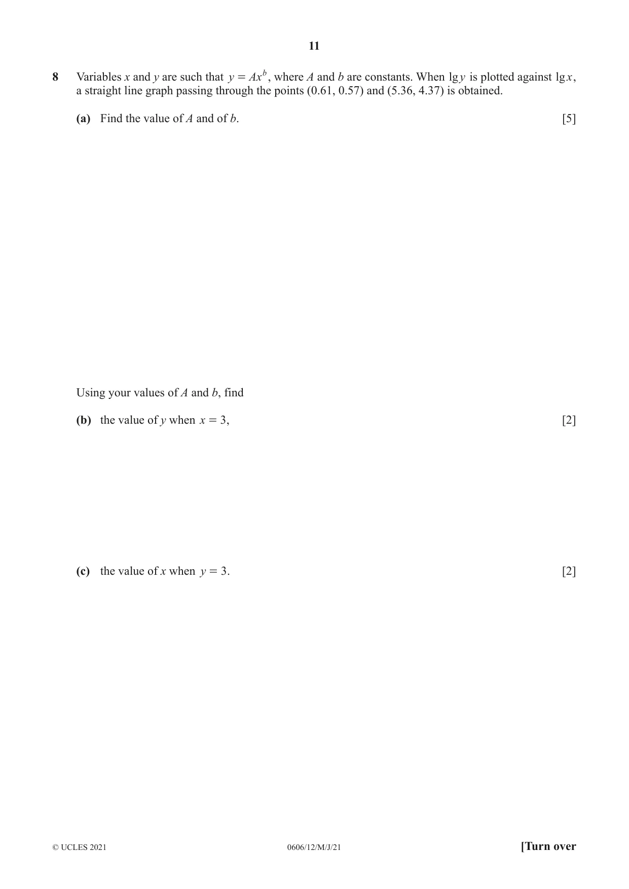 Cambridge IGCSE Mathematics - Additional 0606 2021 May/June Paper 1 · Variant 2 question paper, page 11 of 16