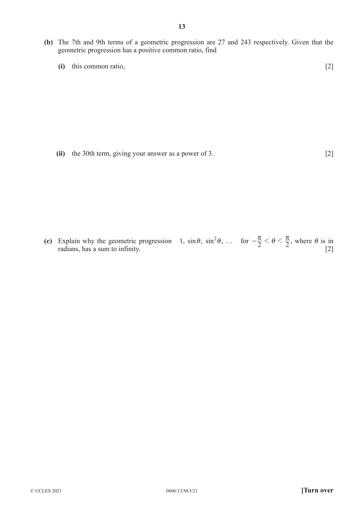 Cambridge IGCSE Mathematics - Additional 0606 2021 May/June Paper 1 · Variant 2 question paper, page 13 of 16