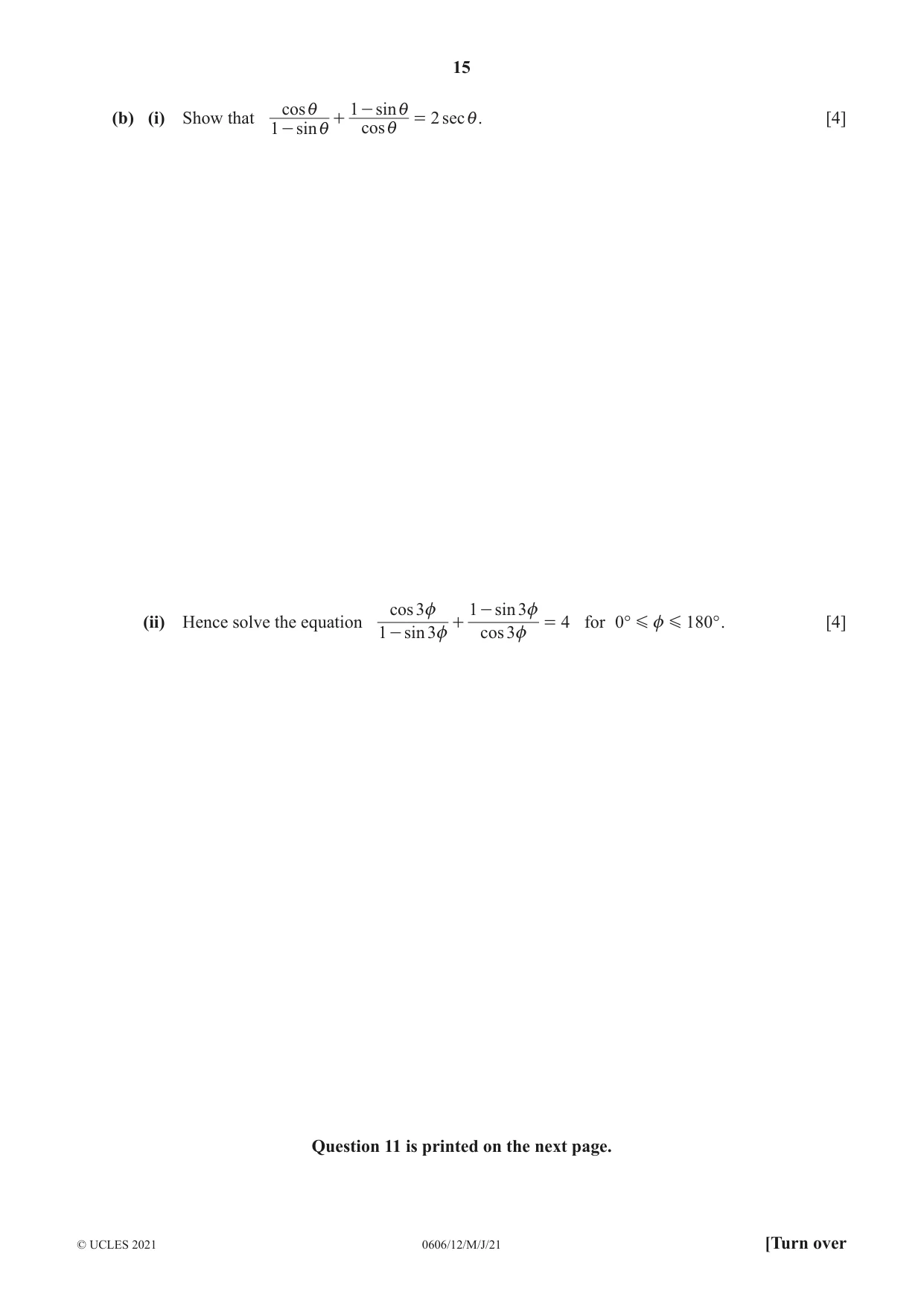 Cambridge IGCSE Mathematics - Additional 0606 2021 May/June Paper 1 · Variant 2 question paper, page 15 of 16