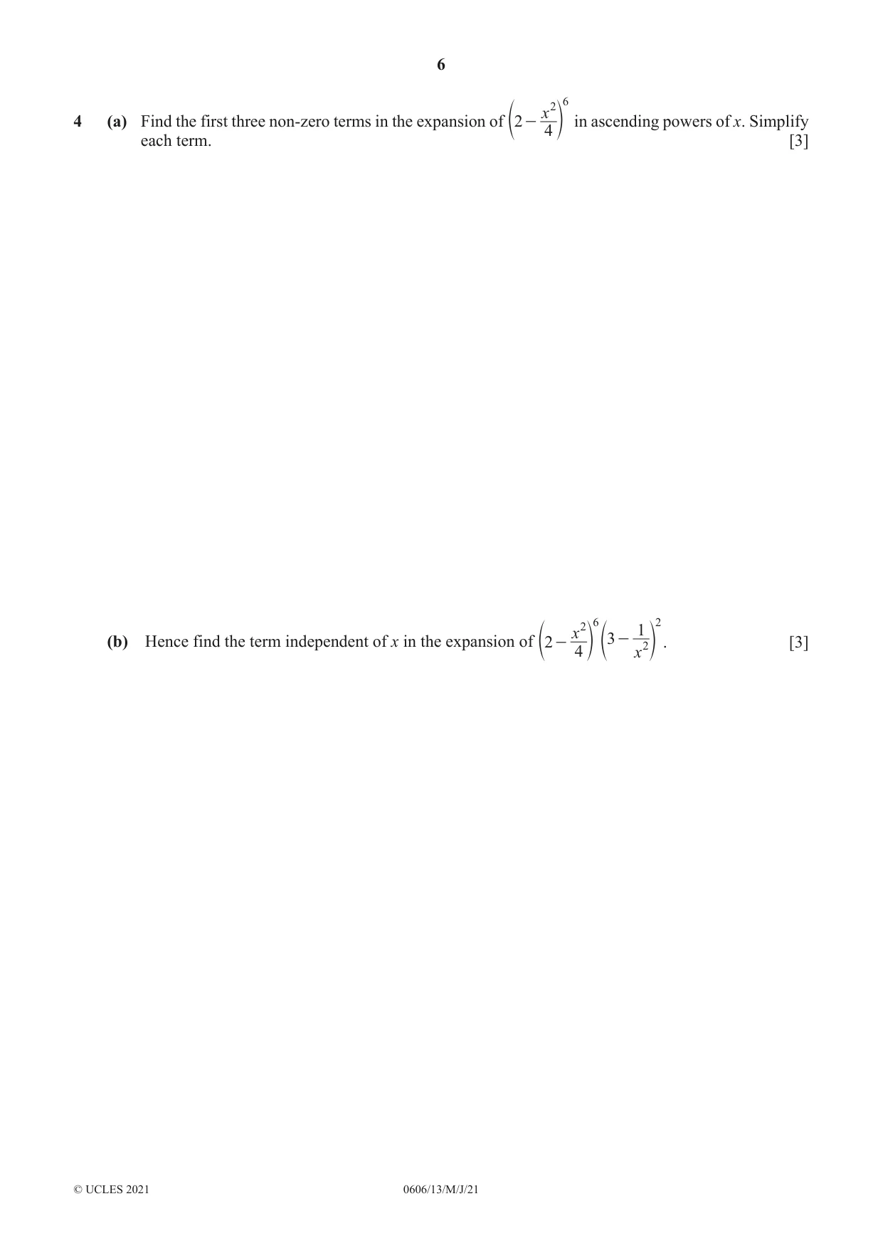 Cambridge IGCSE Mathematics - Additional 0606 2021 May/June Paper 1 · Variant 3 question paper, page 6 of 16