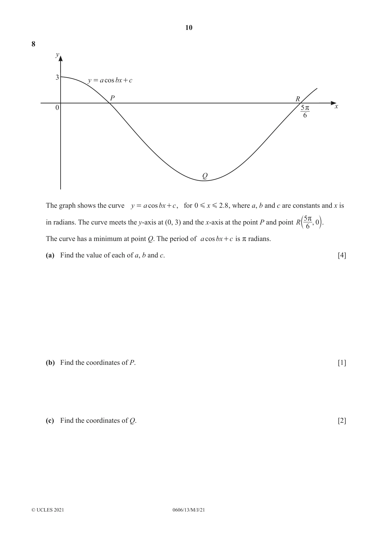 Cambridge IGCSE Mathematics - Additional 0606 2021 May/June Paper 1 · Variant 3 question paper, page 10 of 16