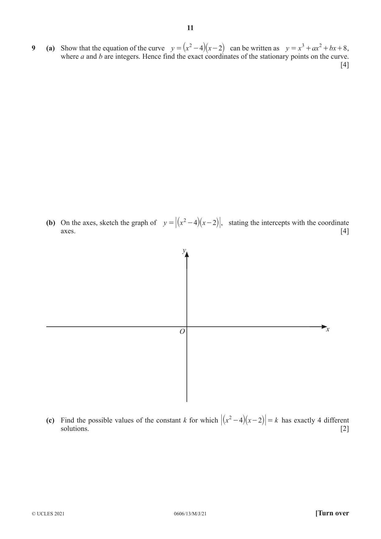 Cambridge IGCSE Mathematics - Additional 0606 2021 May/June Paper 1 · Variant 3 question paper, page 11 of 16