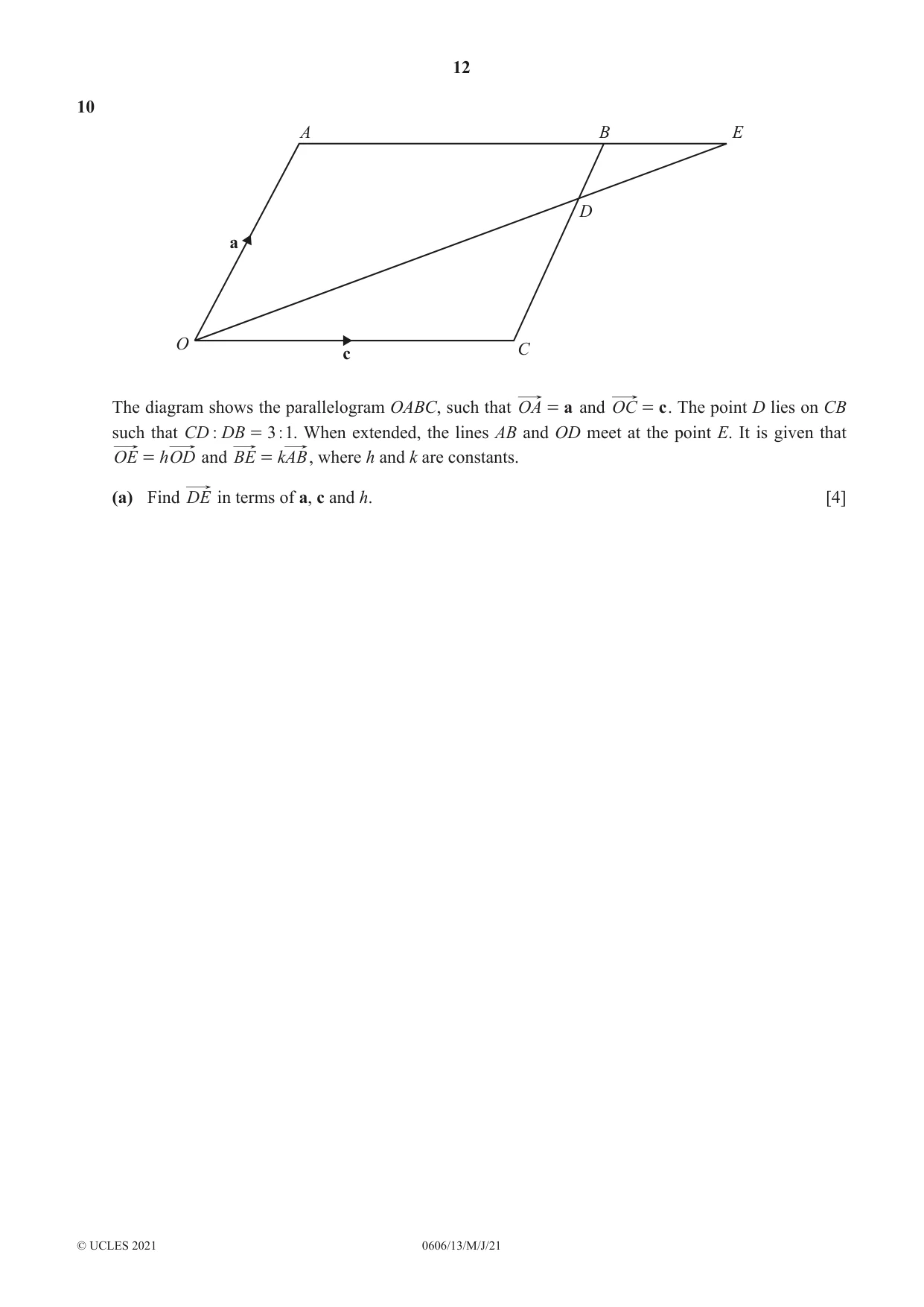 Cambridge IGCSE Mathematics - Additional 0606 2021 May/June Paper 1 · Variant 3 question paper, page 12 of 16