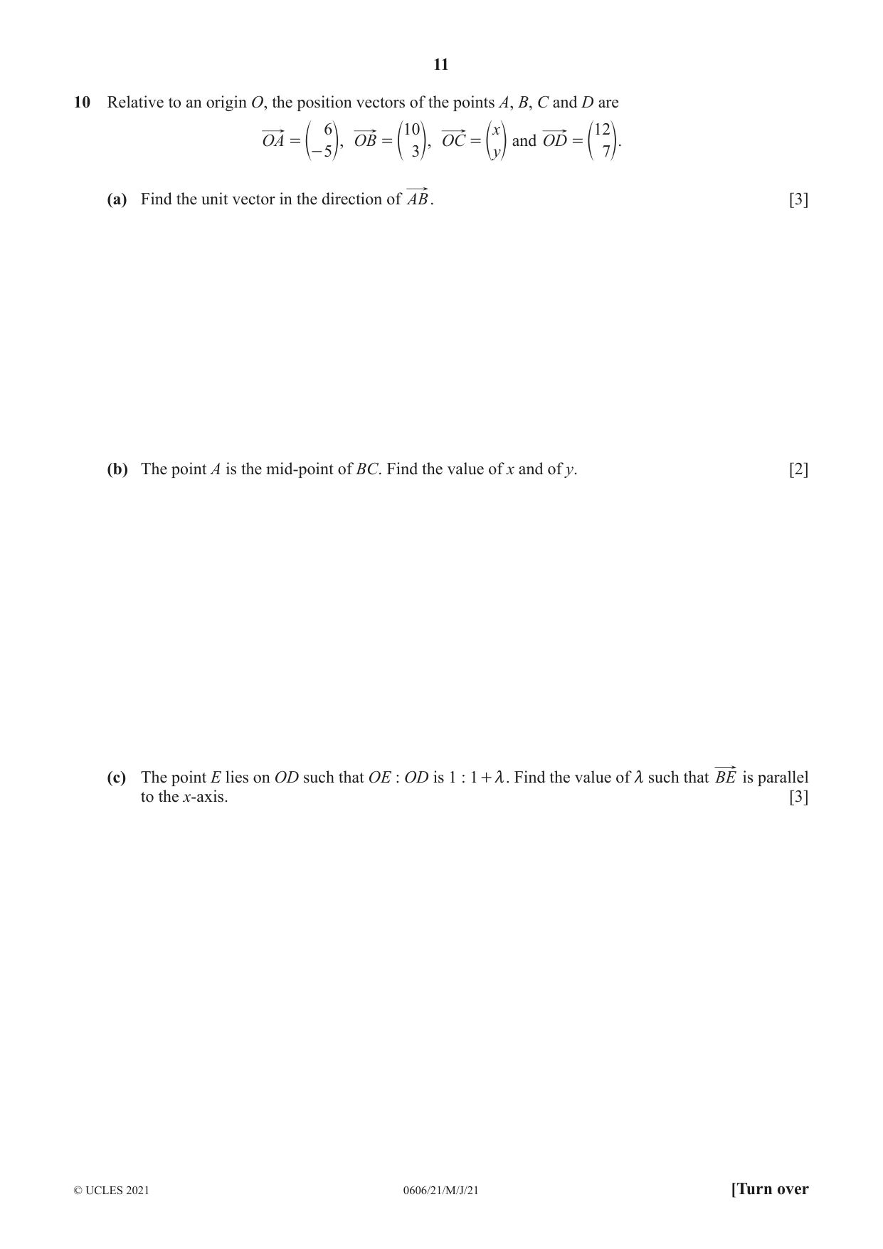 Cambridge IGCSE Mathematics - Additional 0606 2021 May/June Paper 2 · Variant 1 question paper, page 11 of 16