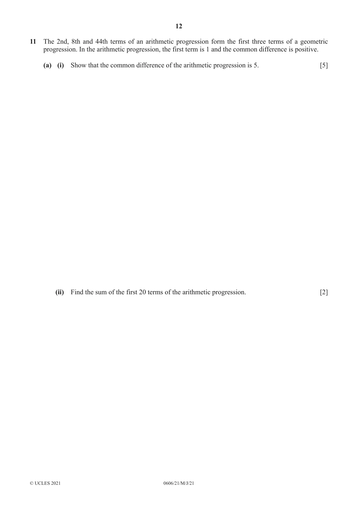Cambridge IGCSE Mathematics - Additional 0606 2021 May/June Paper 2 · Variant 1 question paper, page 12 of 16