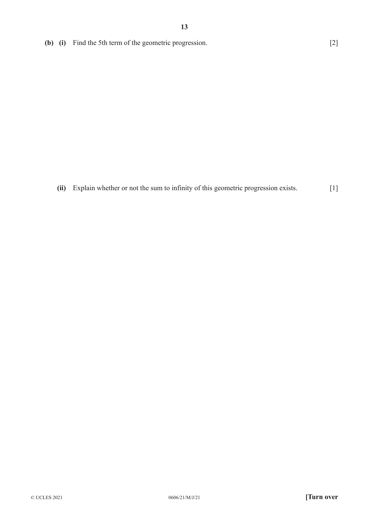 Cambridge IGCSE Mathematics - Additional 0606 2021 May/June Paper 2 · Variant 1 question paper, page 13 of 16