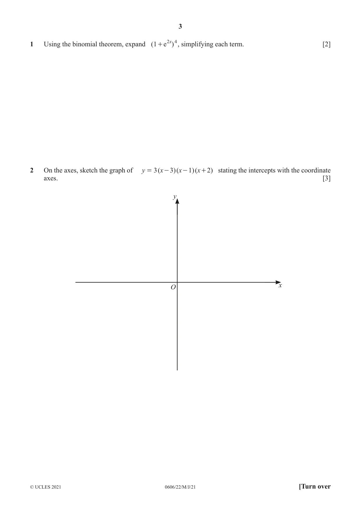 Cambridge IGCSE Mathematics - Additional 0606 2021 May/June Paper 2 · Variant 2 question paper, page 3 of 16