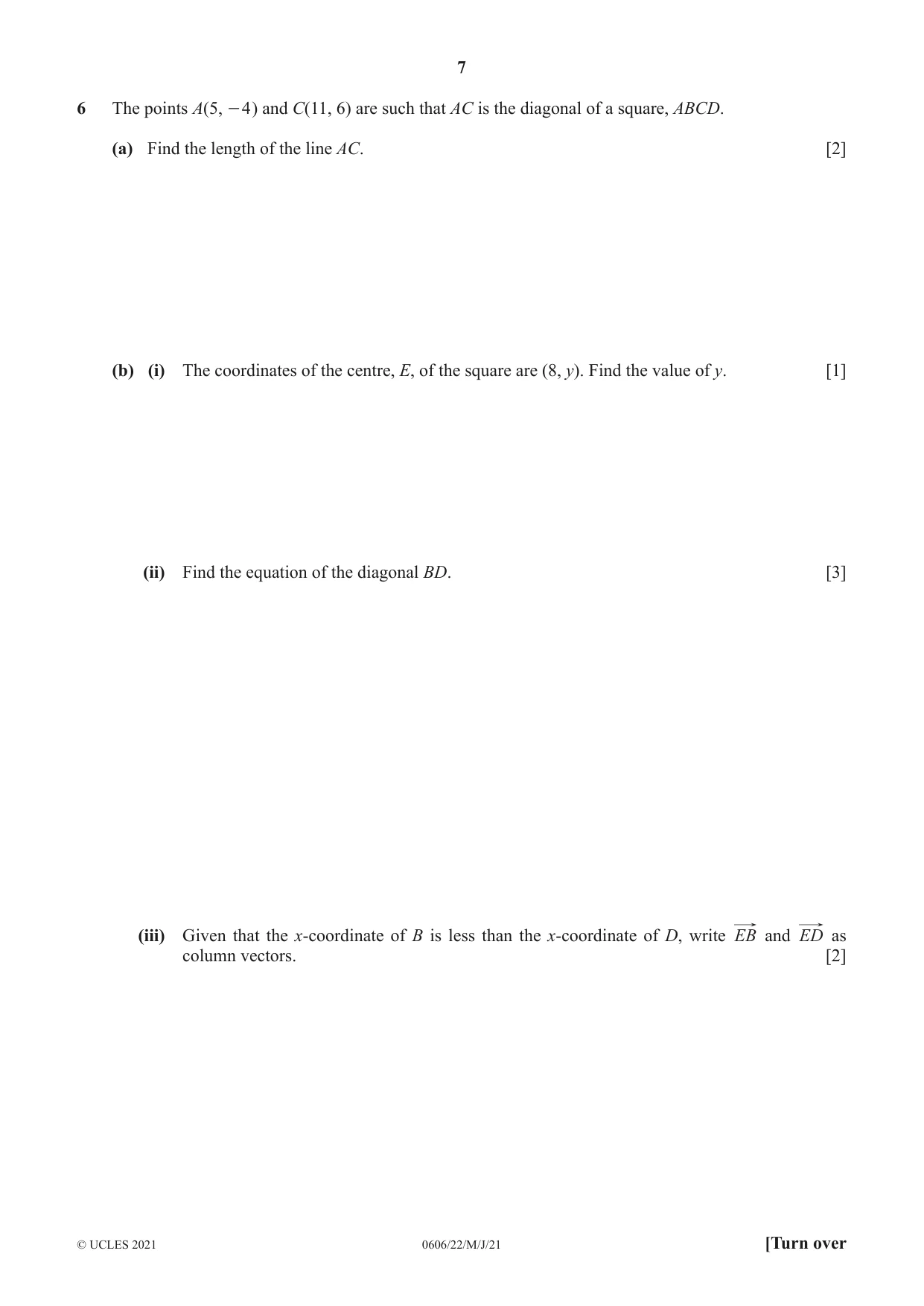 Cambridge IGCSE Mathematics - Additional 0606 2021 May/June Paper 2 · Variant 2 question paper, page 7 of 16