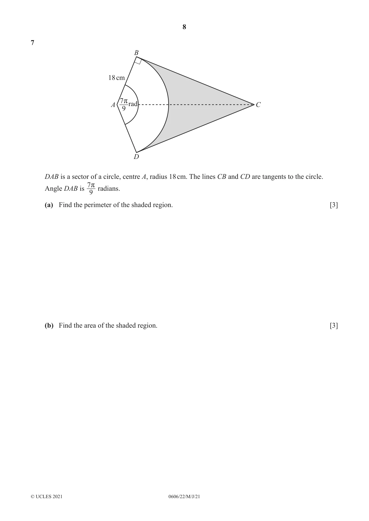 Cambridge IGCSE Mathematics - Additional 0606 2021 May/June Paper 2 · Variant 2 question paper, page 8 of 16