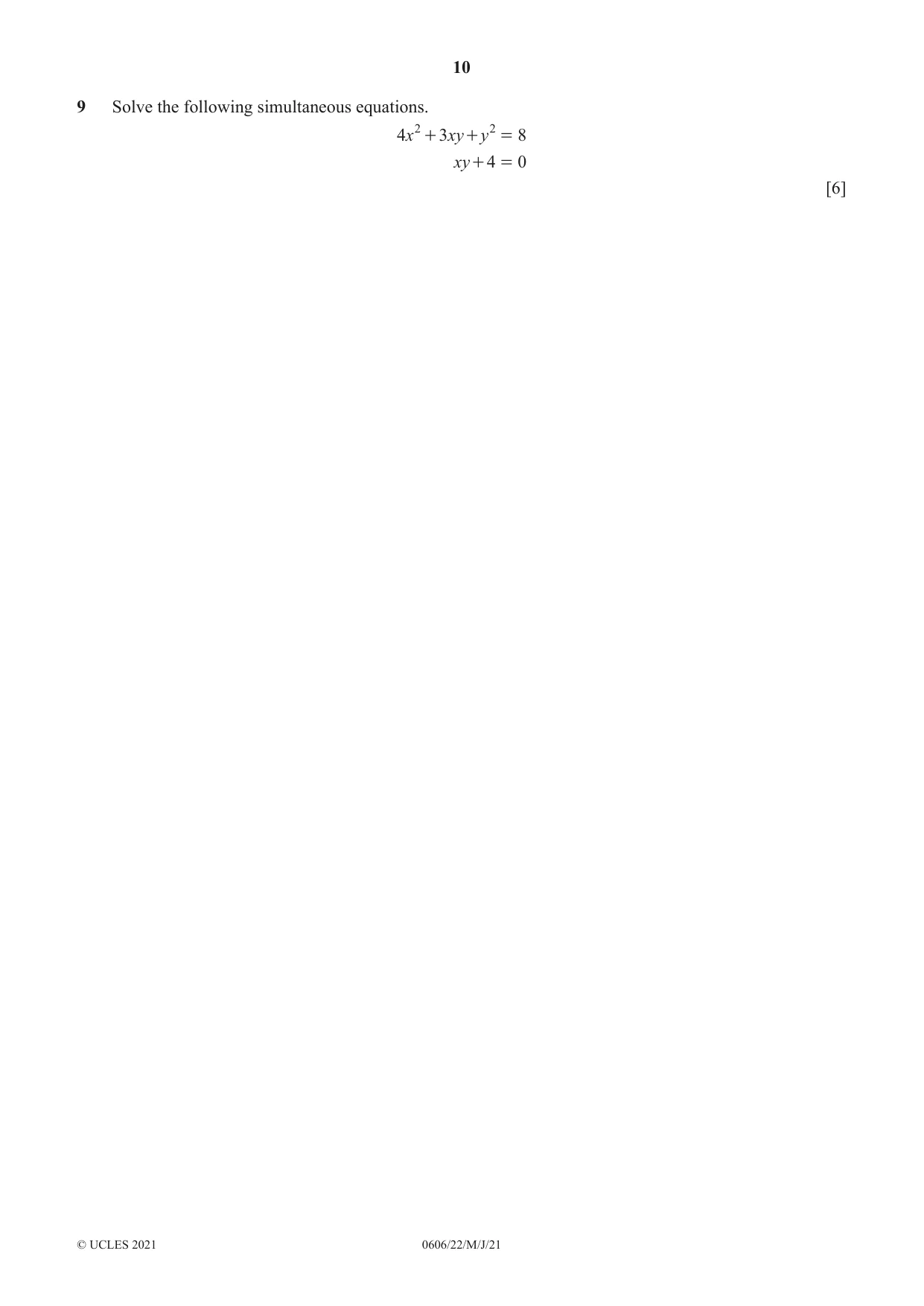 Cambridge IGCSE Mathematics - Additional 0606 2021 May/June Paper 2 · Variant 2 question paper, page 10 of 16