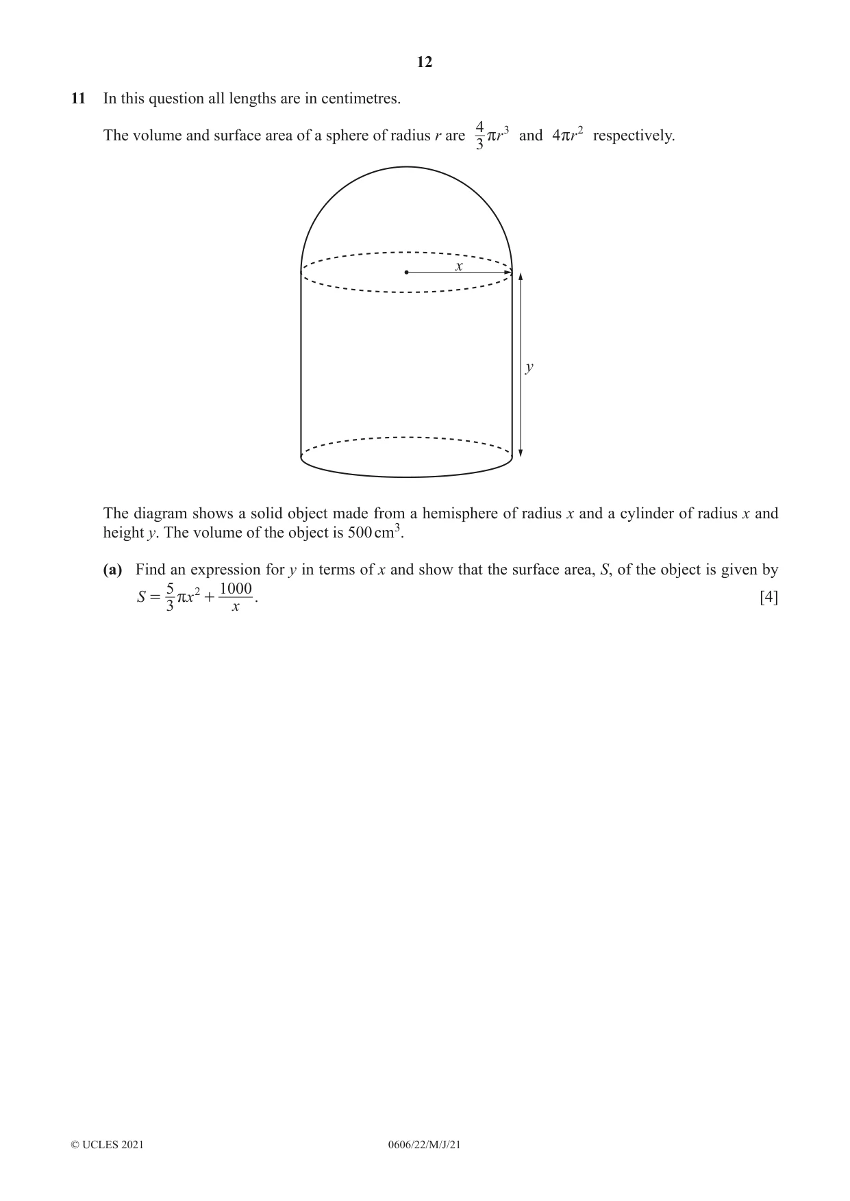 Cambridge IGCSE Mathematics - Additional 0606 2021 May/June Paper 2 · Variant 2 question paper, page 12 of 16