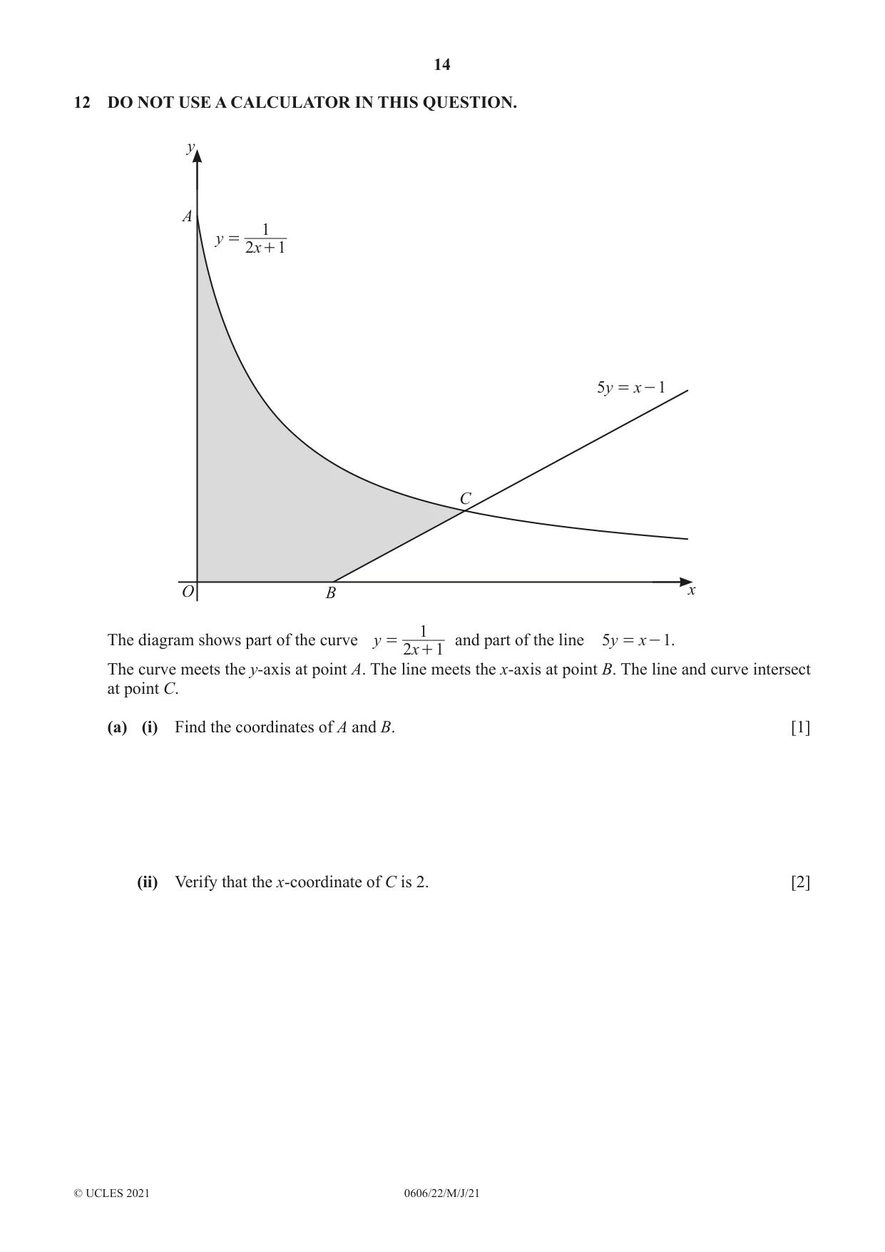 Cambridge IGCSE Mathematics - Additional 0606 2021 May/June Paper 2 · Variant 2 question paper, page 14 of 16