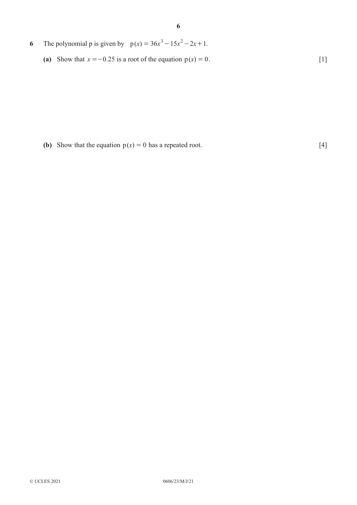 Cambridge IGCSE Mathematics - Additional 0606 2021 May/June Paper 2 · Variant 3 question paper, page 6 of 16