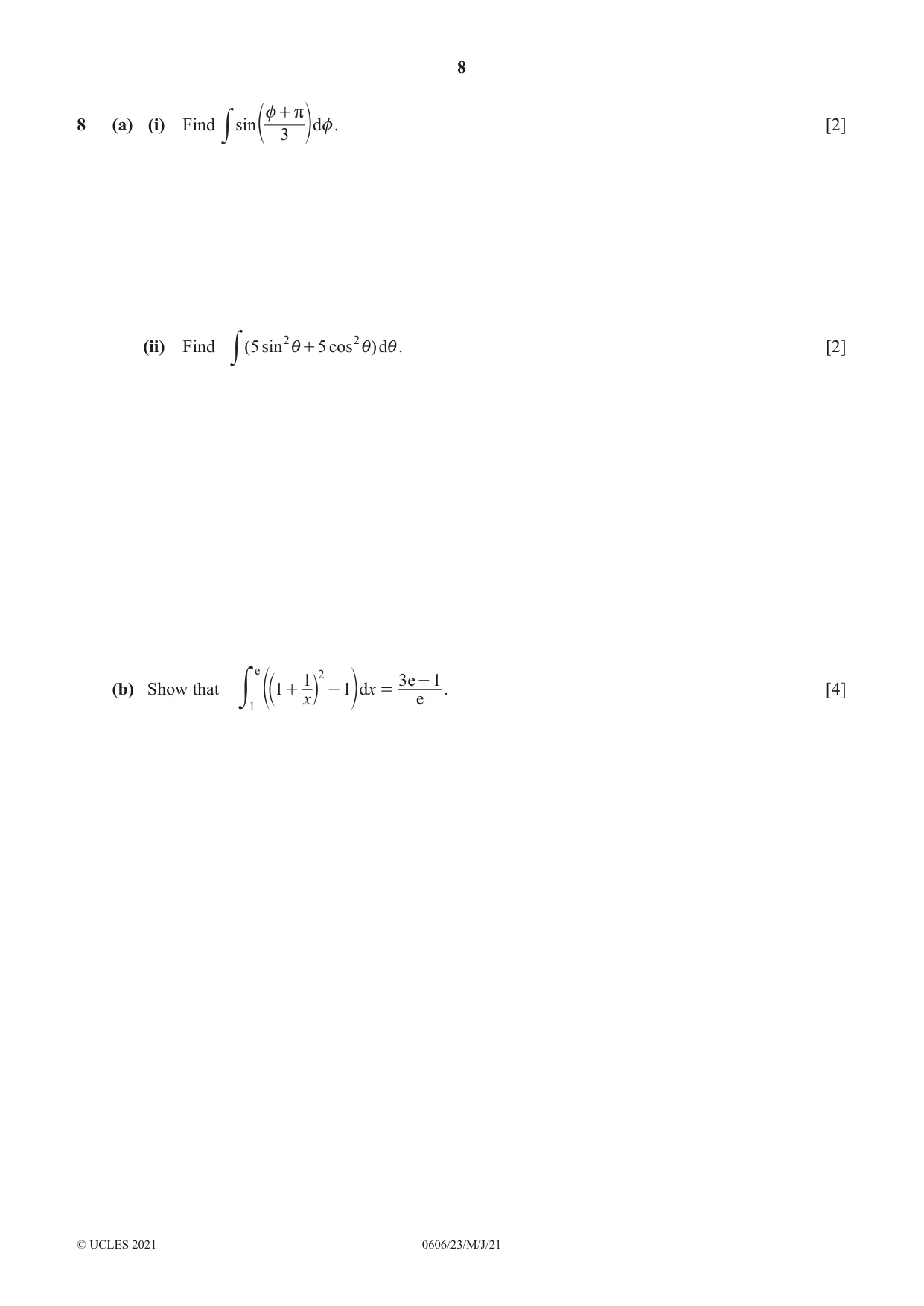 Cambridge IGCSE Mathematics - Additional 0606 2021 May/June Paper 2 · Variant 3 question paper, page 8 of 16