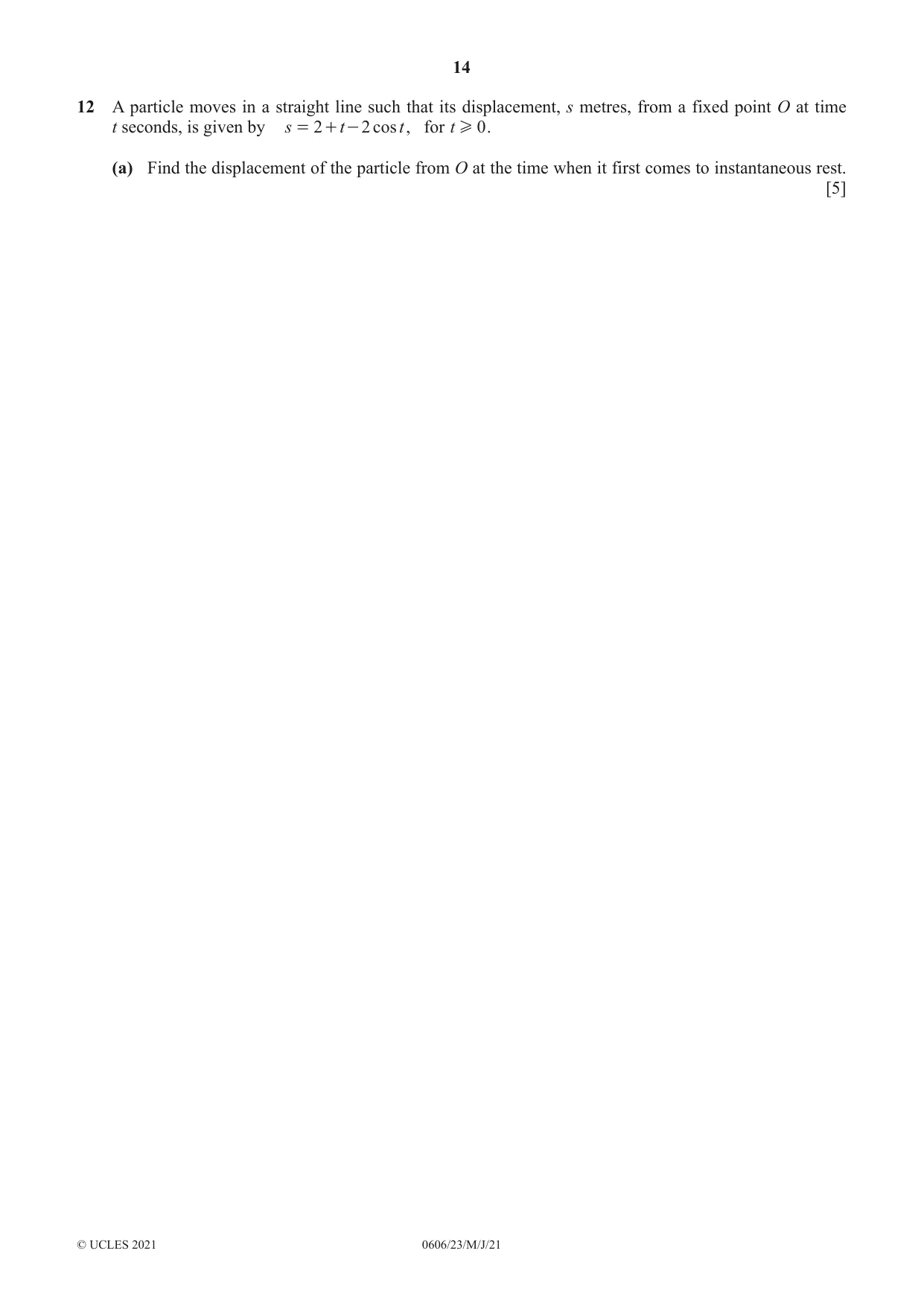 Cambridge IGCSE Mathematics - Additional 0606 2021 May/June Paper 2 · Variant 3 question paper, page 14 of 16
