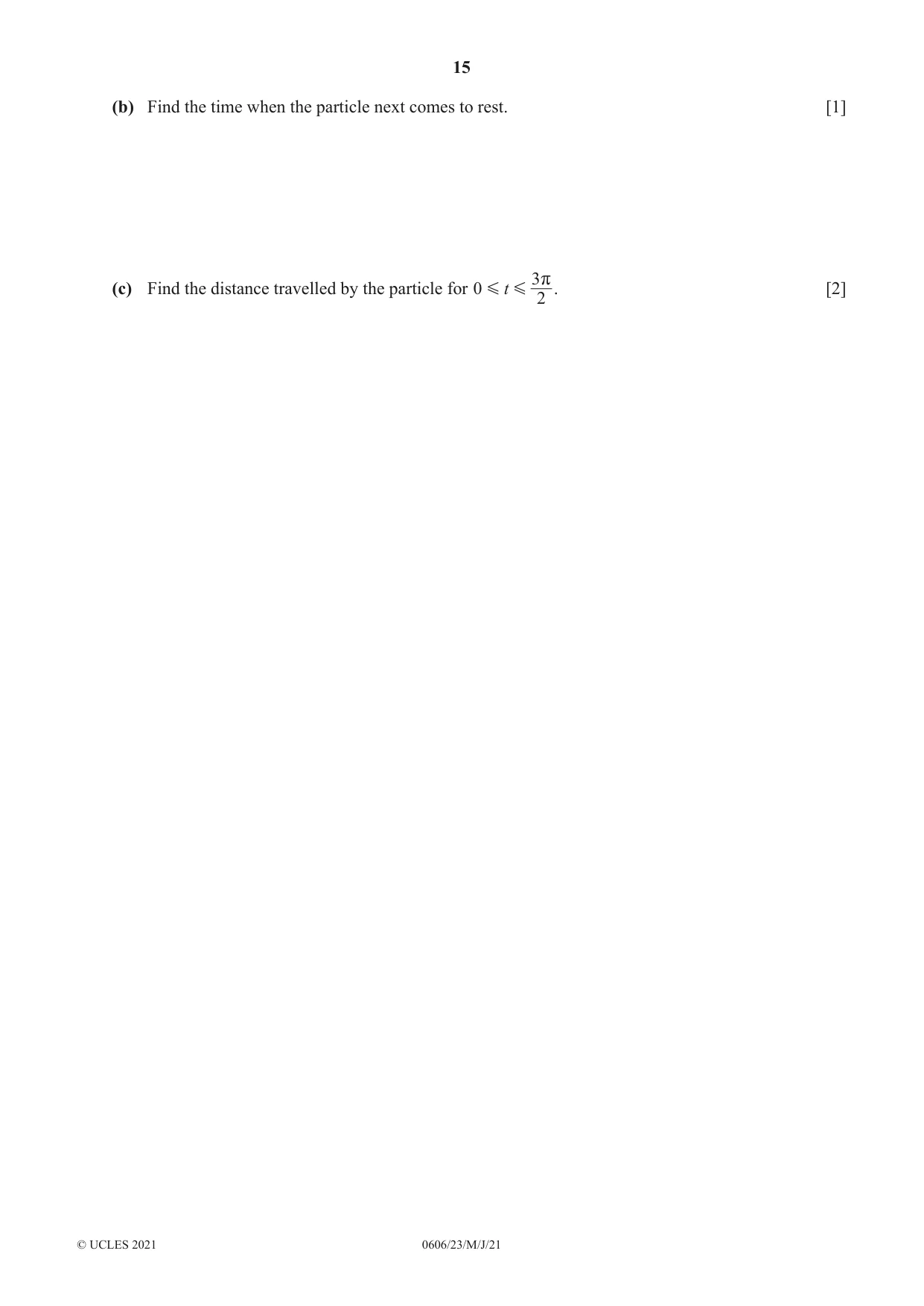 Cambridge IGCSE Mathematics - Additional 0606 2021 May/June Paper 2 · Variant 3 question paper, page 15 of 16