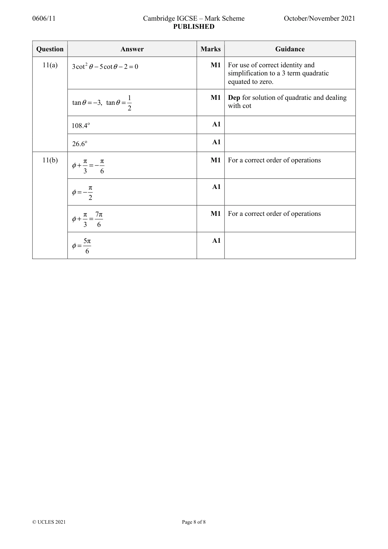 Mark scheme, page 8 of 8