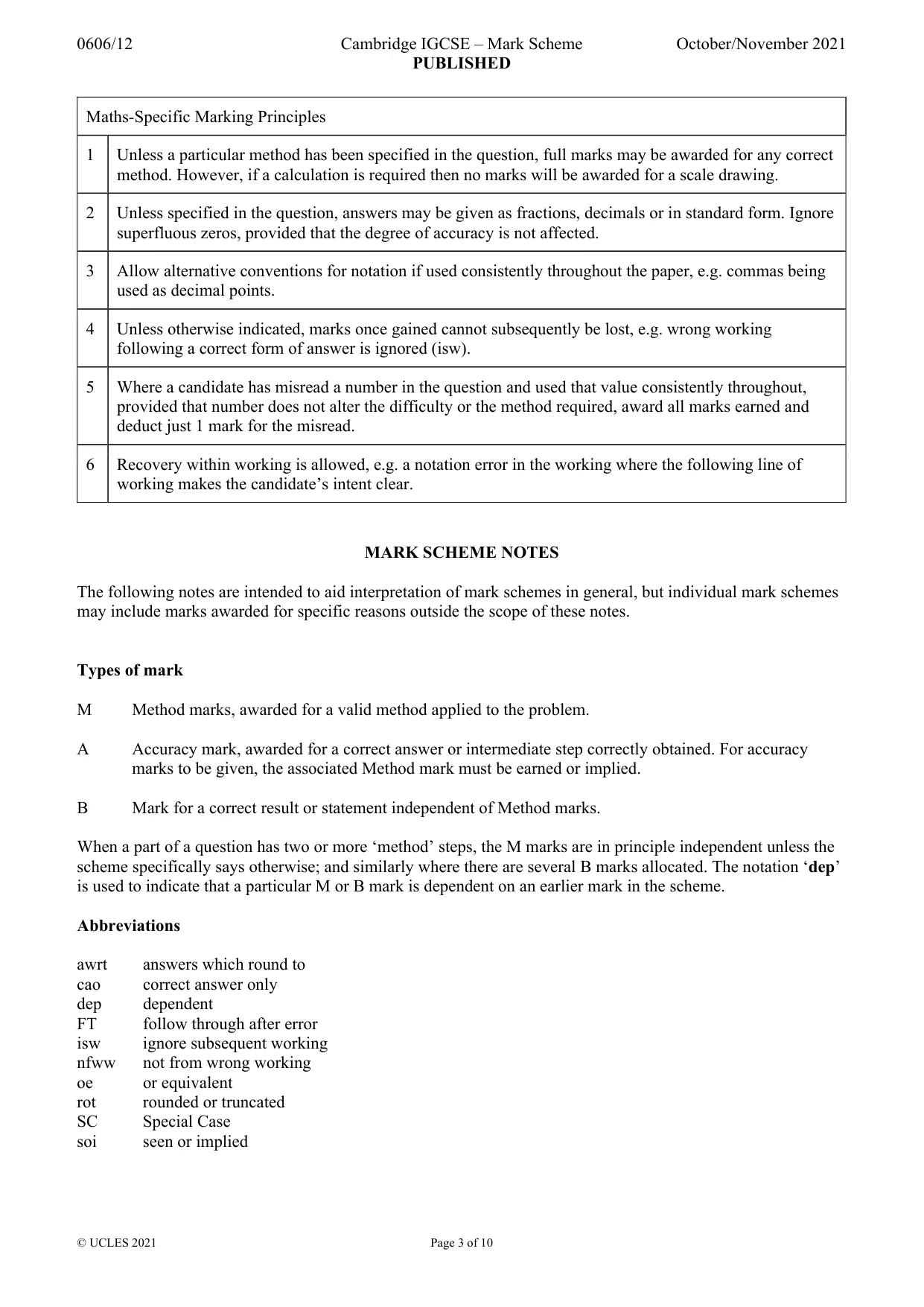 Mark scheme, page 3 of 10