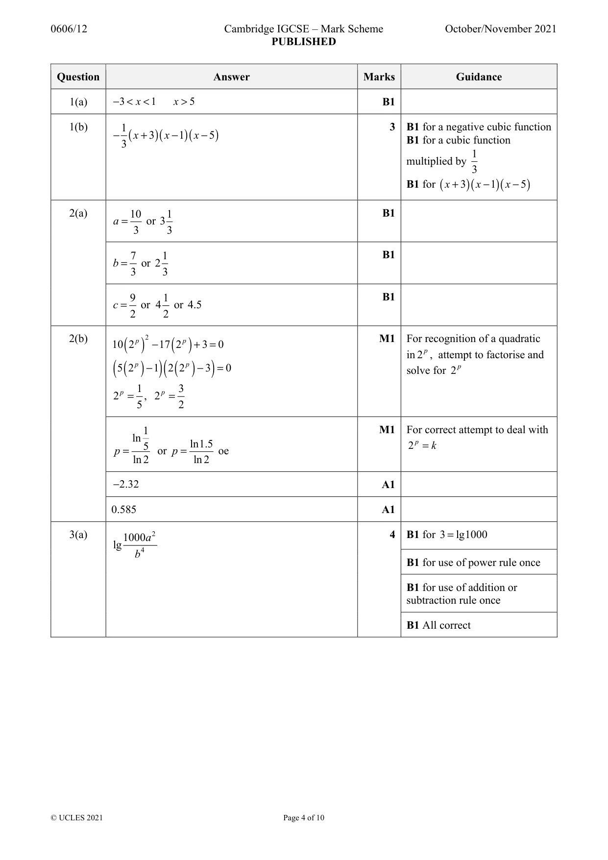 Mark scheme, page 4 of 10