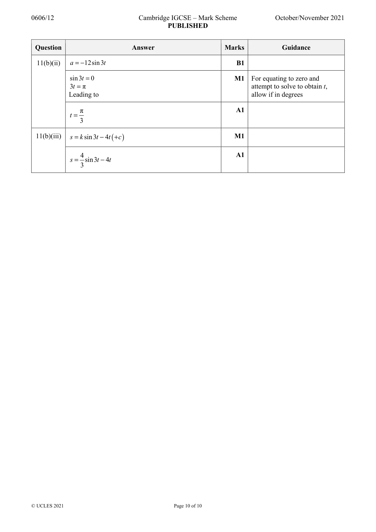 Mark scheme, page 10 of 10