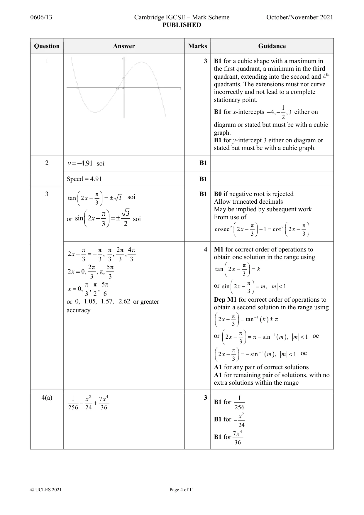 Mark scheme, page 4 of 11