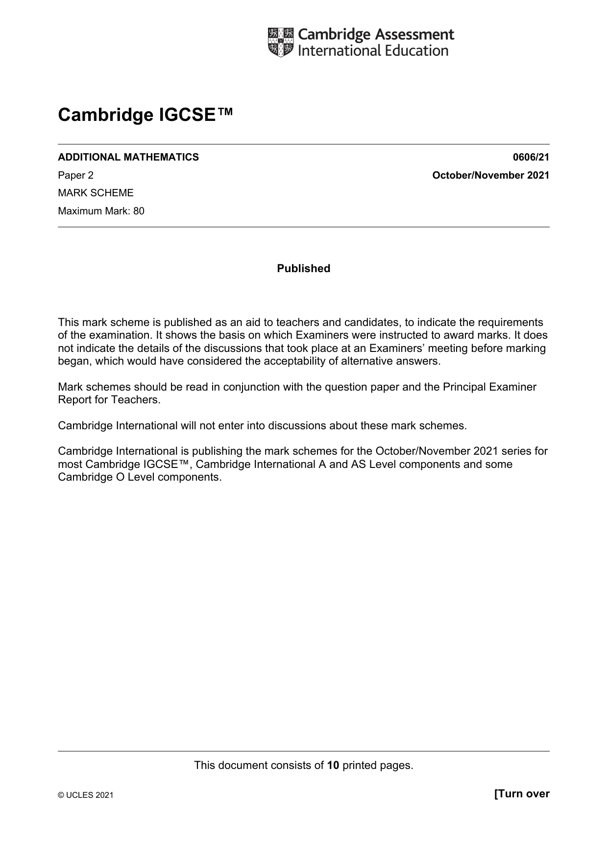 Mark scheme, page 1 of 10