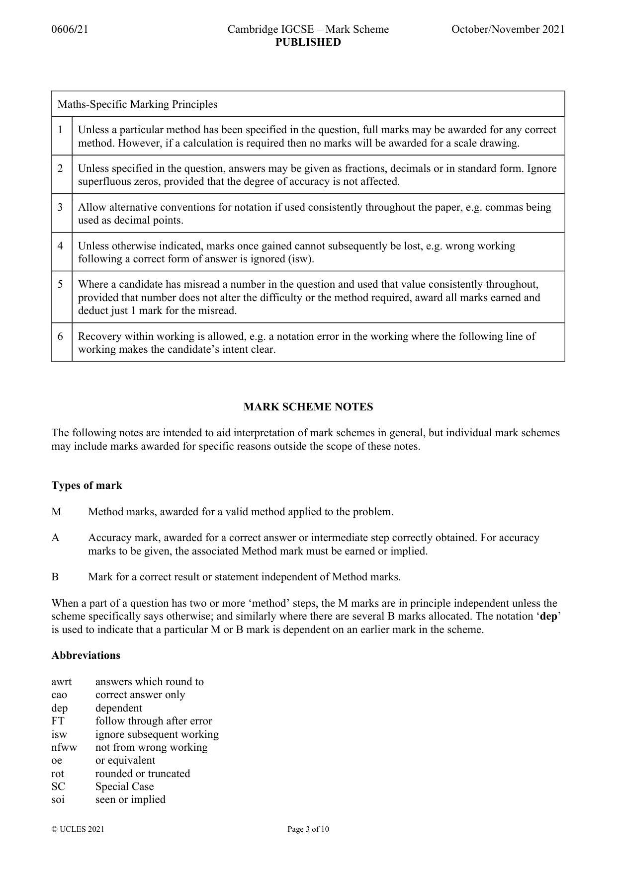 Mark scheme, page 3 of 10