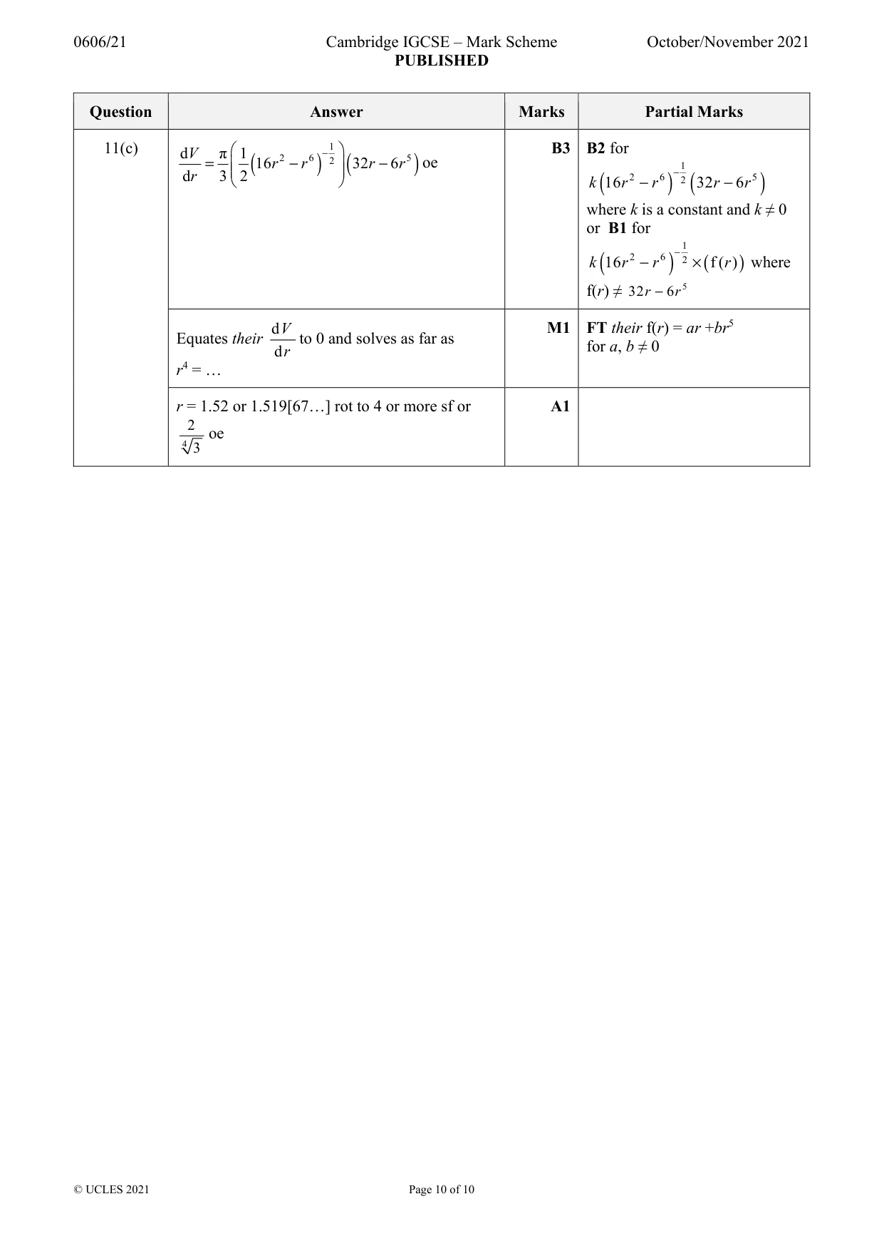 Mark scheme, page 10 of 10