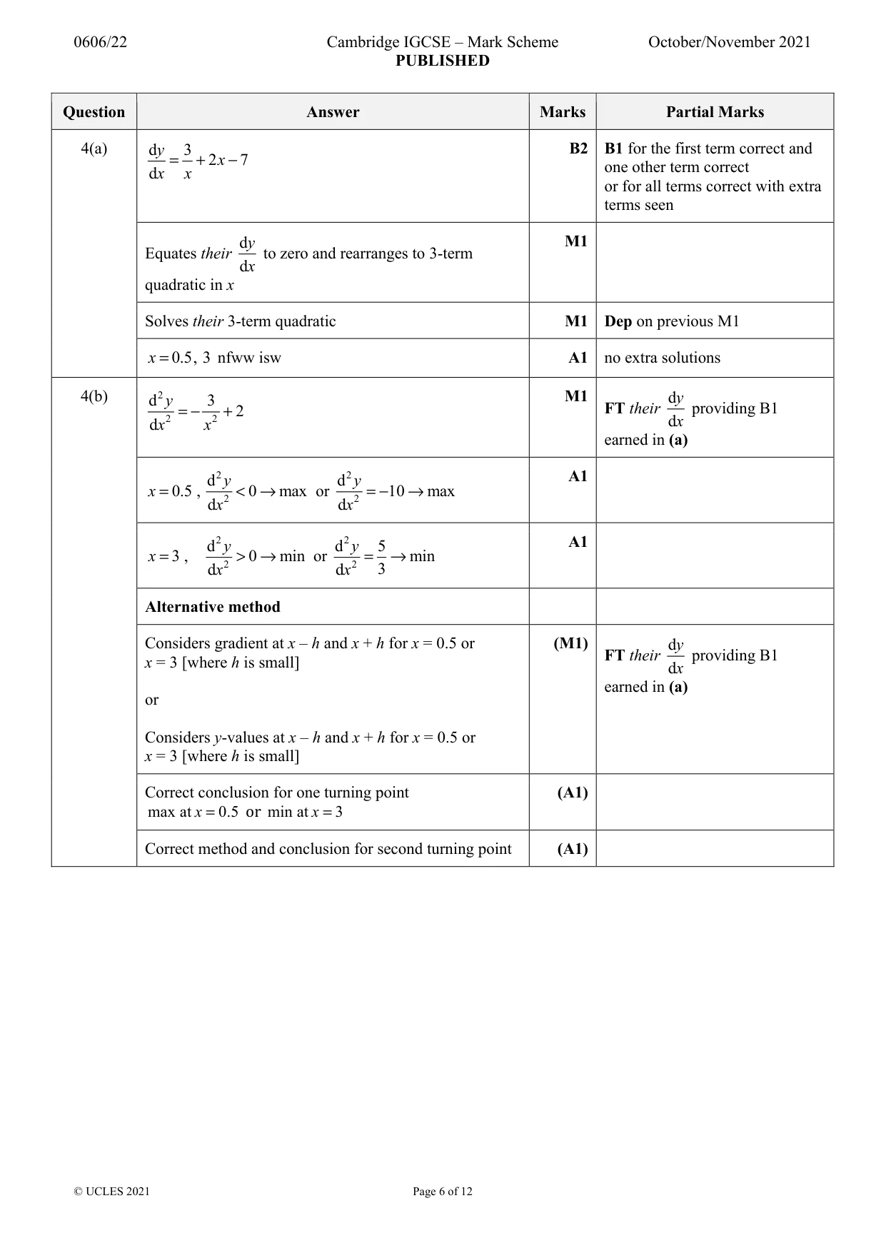 Mark scheme, page 6 of 12